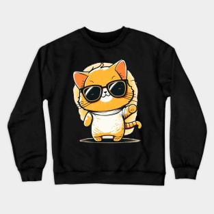 Cute ginger cat wearing sunglasses Crewneck Sweatshirt